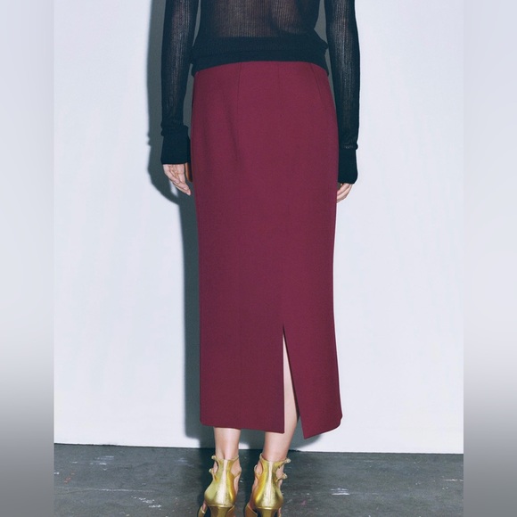 ZARA Gorgeous Wine color co-ord Set with tailored blazer & MIDI Pencil Skirt 🔥 - Picture 7 of 13